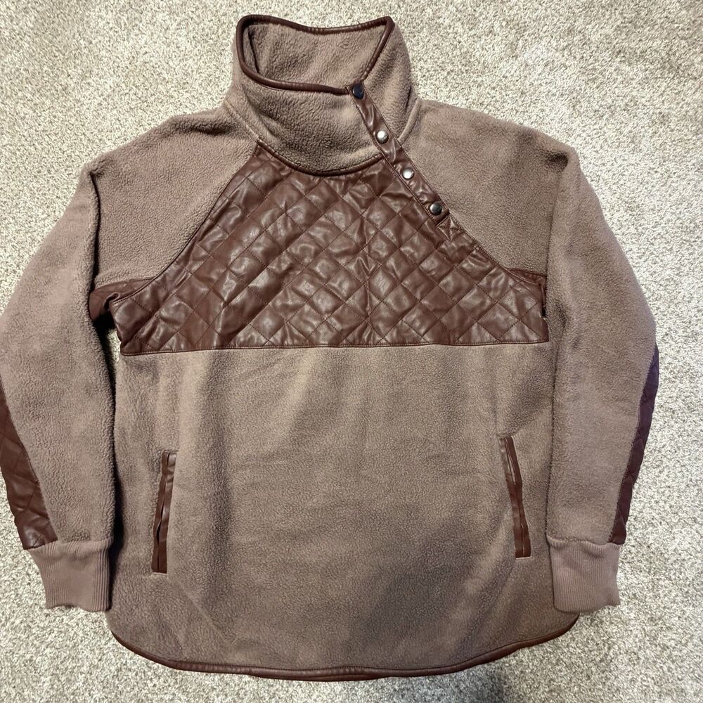 Abercrombie & Fitch Asymmetrical Snap Neck Long Sleeve Fleece Cabin Sweater L